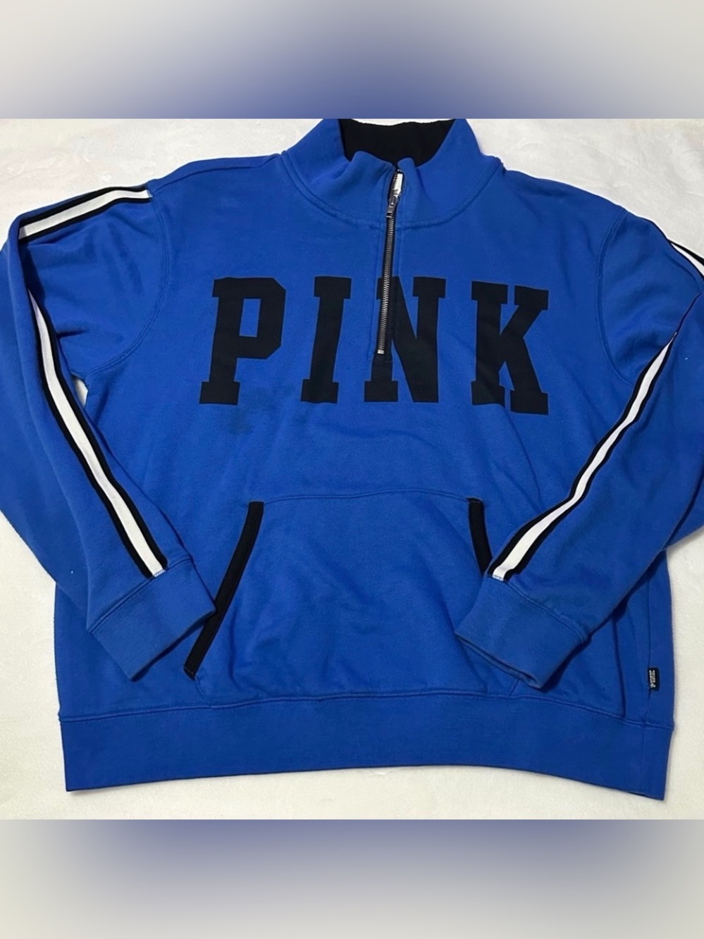 Women Pink by Victoria's Secret Royal Blue Half-Zip Sweatshirt Size Large